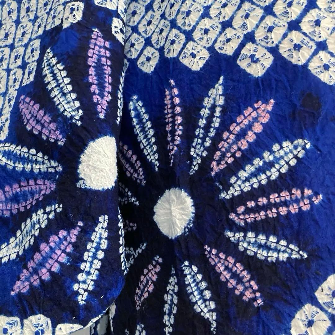 有松絞り浴衣　蜘蛛絞り　しつけ糸付　手縫い　絞り浴衣　身丈152 No-Ａ100