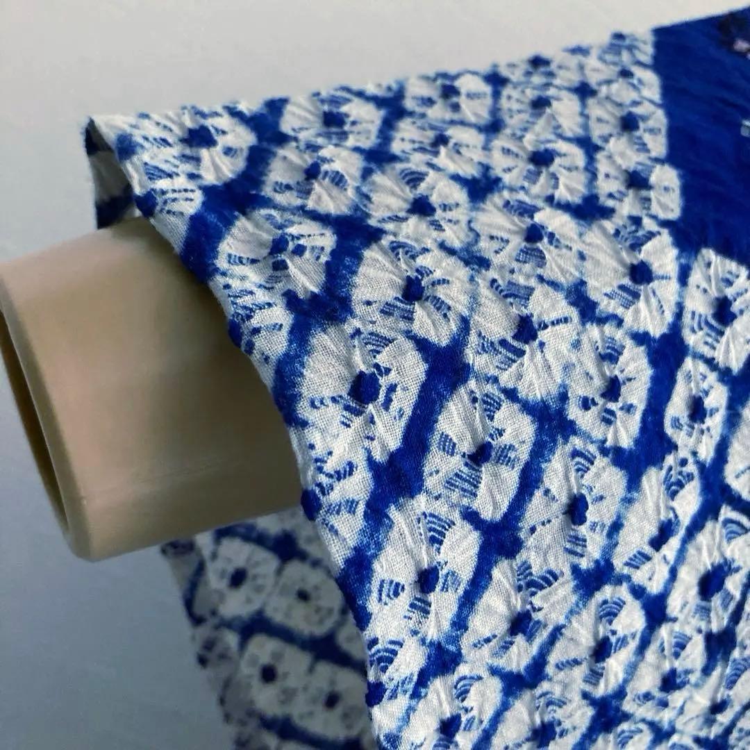 有松絞り浴衣　蜘蛛絞り　しつけ糸付　手縫い　絞り浴衣　身丈152 No-Ａ100