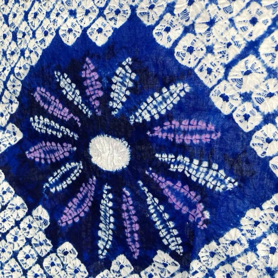 有松絞り浴衣　蜘蛛絞り　しつけ糸付　手縫い　絞り浴衣　身丈152 No-Ａ100