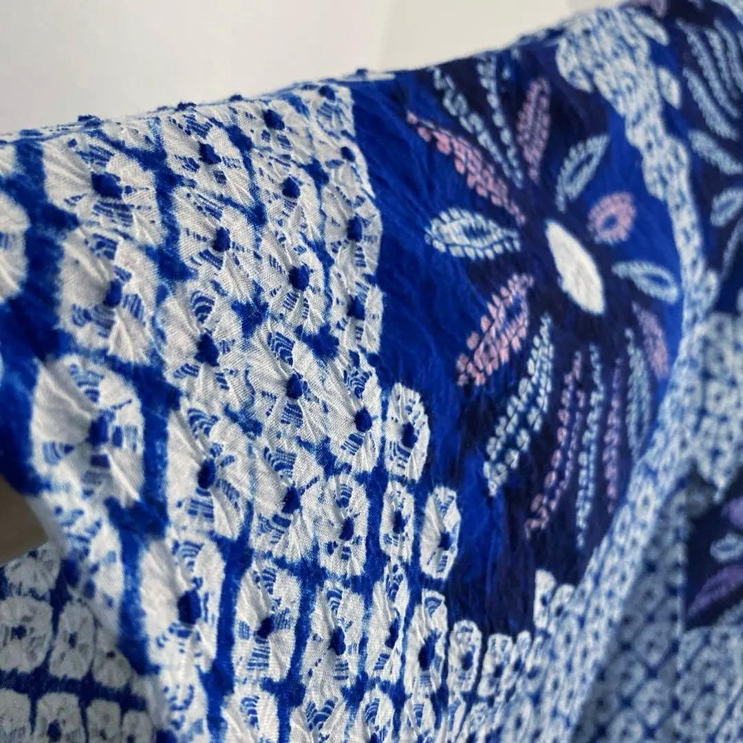 有松絞り浴衣　蜘蛛絞り　しつけ糸付　手縫い　絞り浴衣　身丈152 No-Ａ100