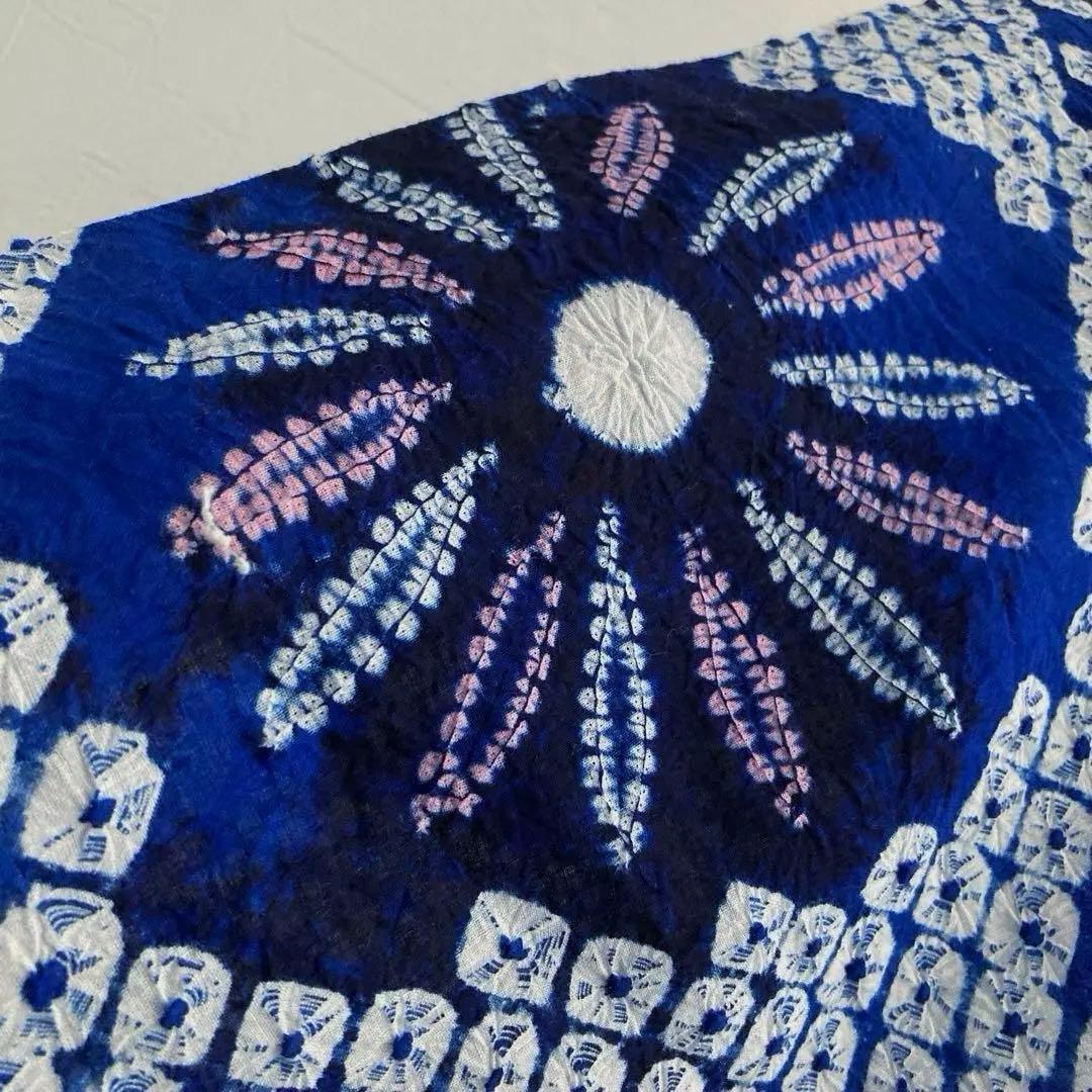 有松絞り浴衣　蜘蛛絞り　しつけ糸付　手縫い　絞り浴衣　身丈152 No-Ａ100