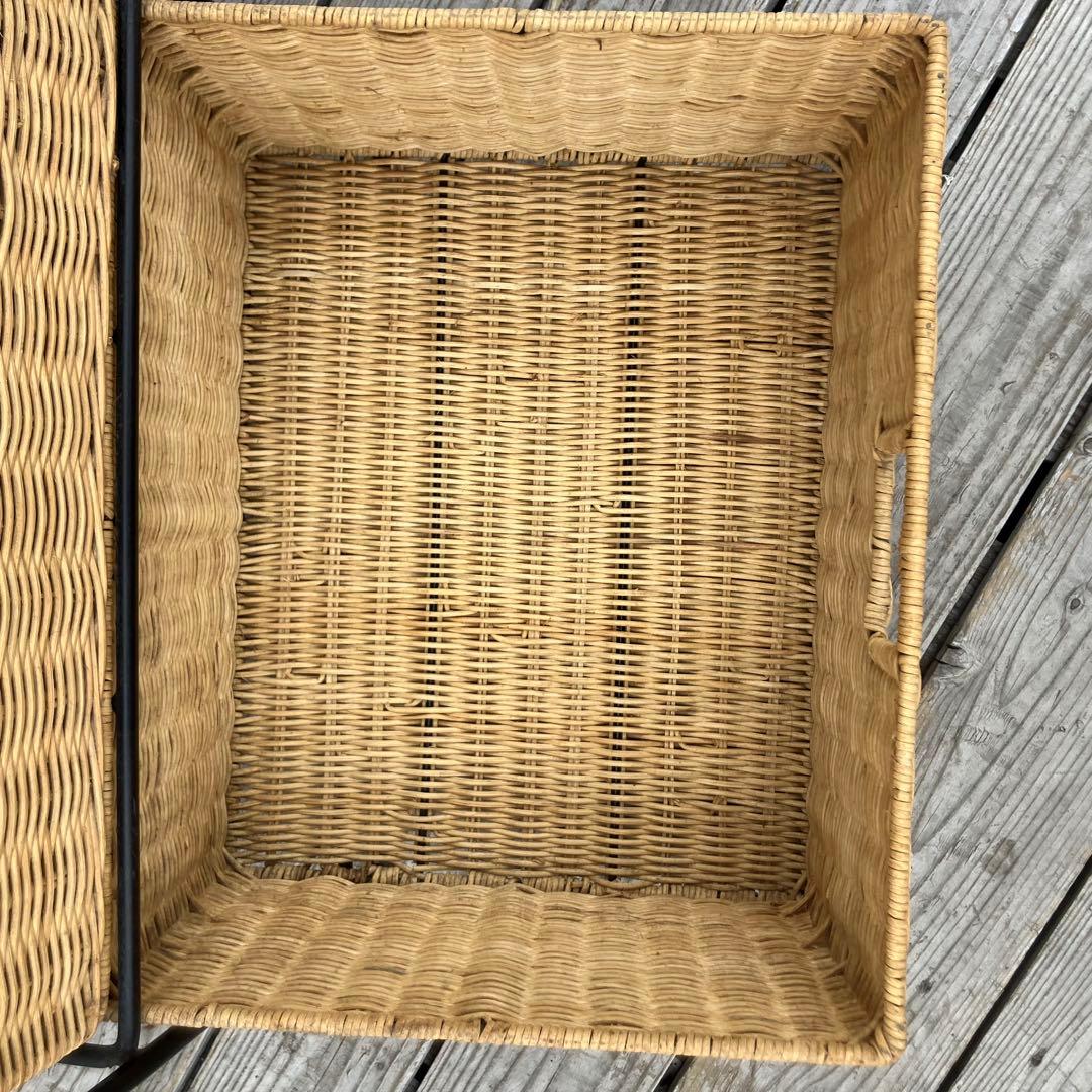 北欧レトロ アイアンフレーム ラタンチェスト キッチンラック ビンテージ