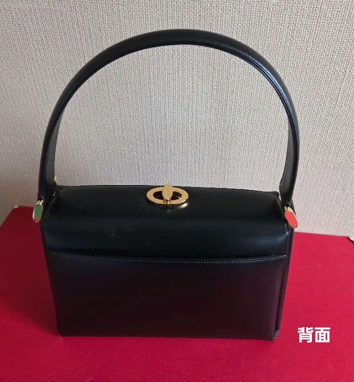 WAKO 銀座和光 ターンロック フォーマルバッグ ハンドバッグ 革 黒