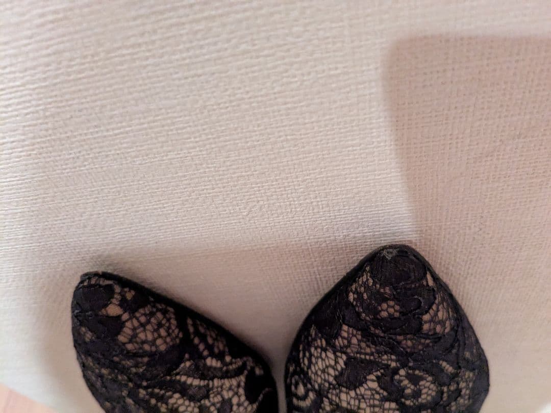 JIMMY CHOO ブラック レース フラットシューズ 38H