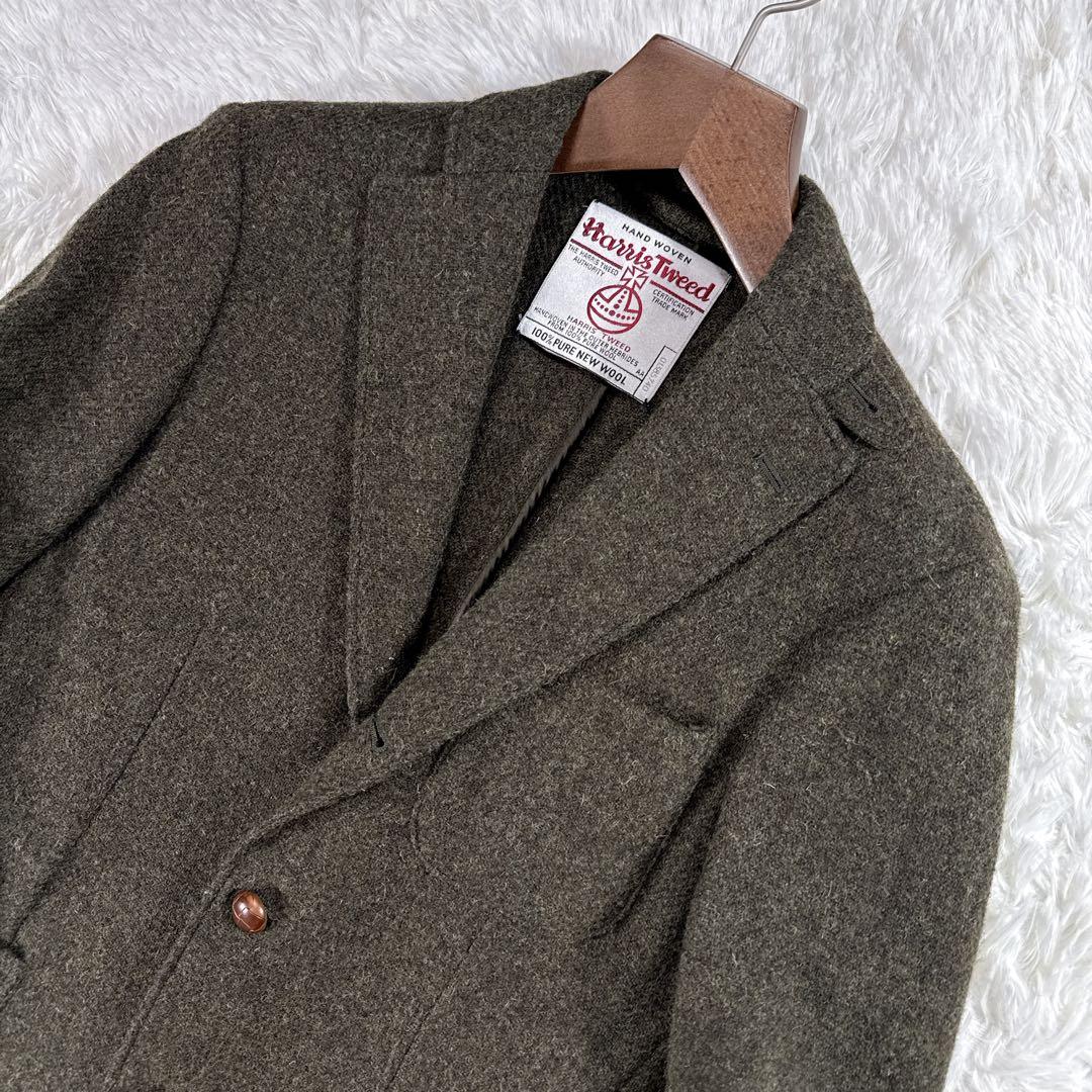 ハリスツイード アーバンリサーチ ツイードテーラードジャケット カーキ M