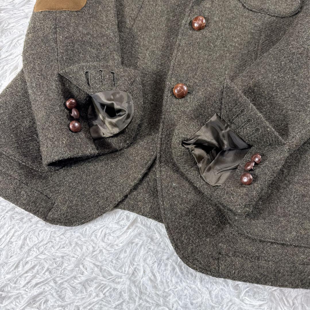 ハリスツイード アーバンリサーチ ツイードテーラードジャケット カーキ M