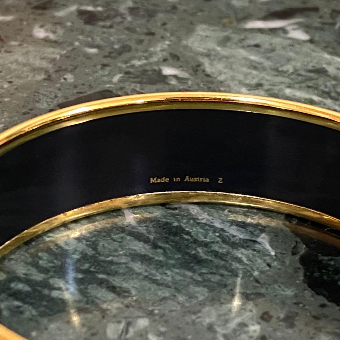 HERMES エマイユGM バングル 四頭馬 七宝焼 ゴールド×ブルー