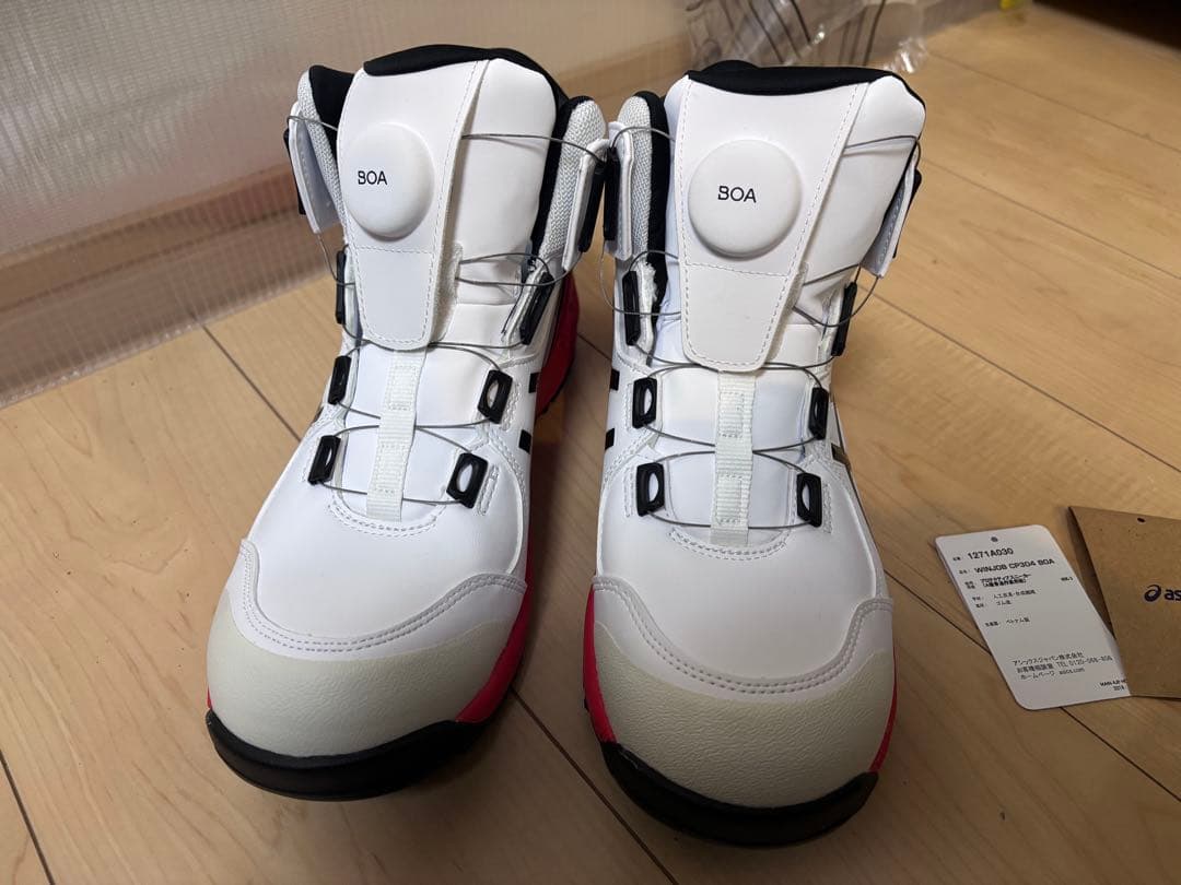 ASICS BOA 安全靴 ホワイト/レッド　CP304