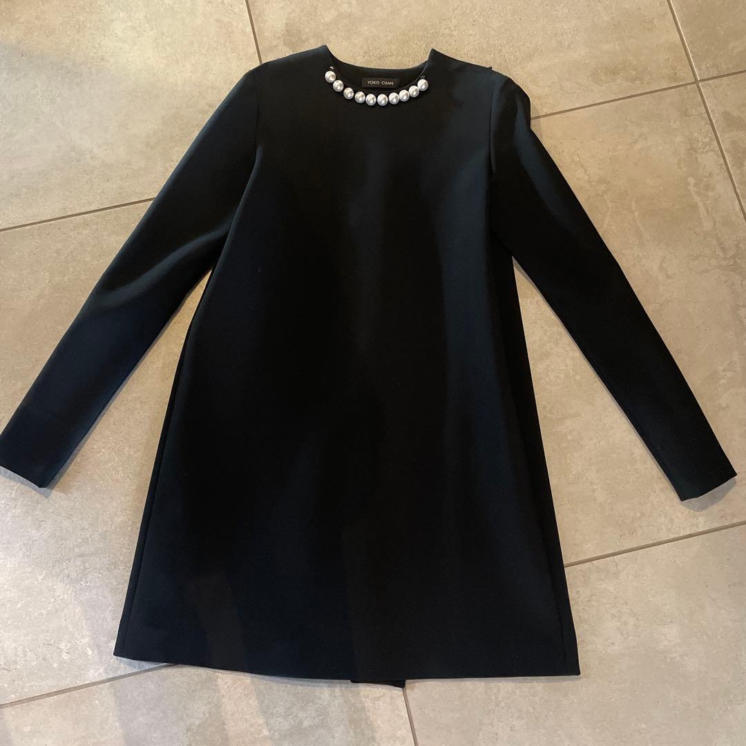 【★ピピコ★】YOKO CHAN ブラック　長袖 ワンピース パールネック