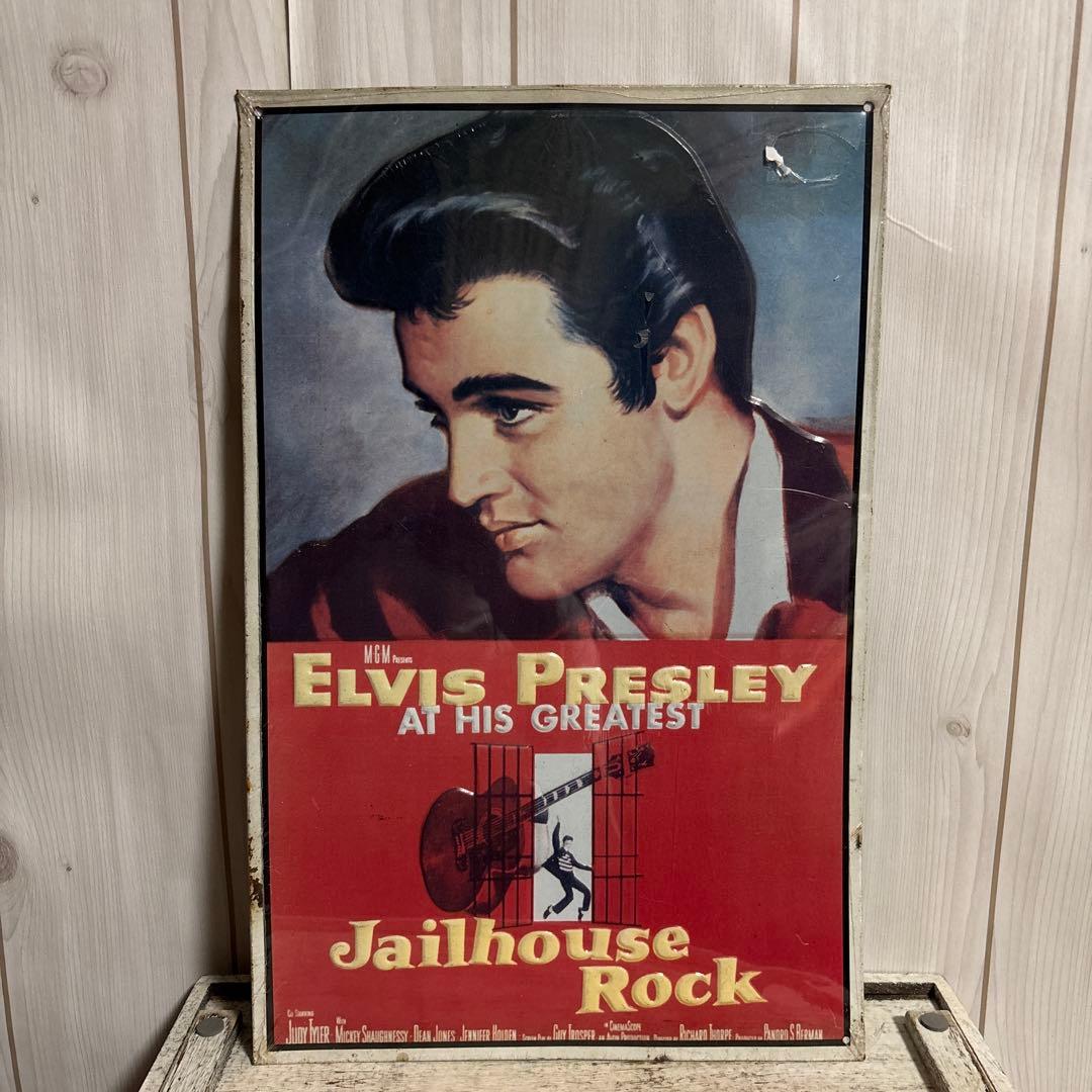 希少90sエルビスプレスリー監獄ロックヴィンテージブリキ看板レトロ映画パネルUS