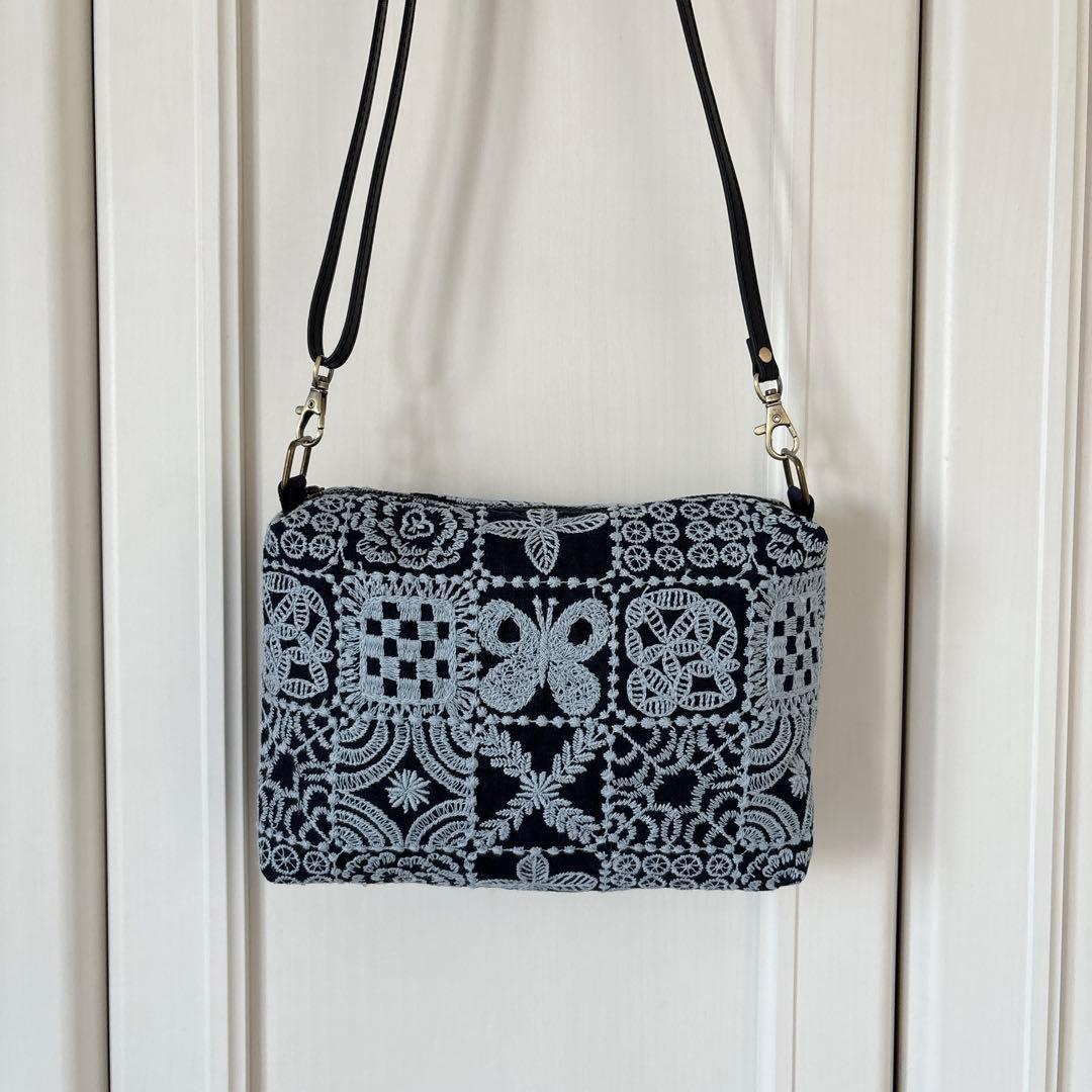 ハンドメイド スクエアショルダーバッグ ミナペルホネン forest tile