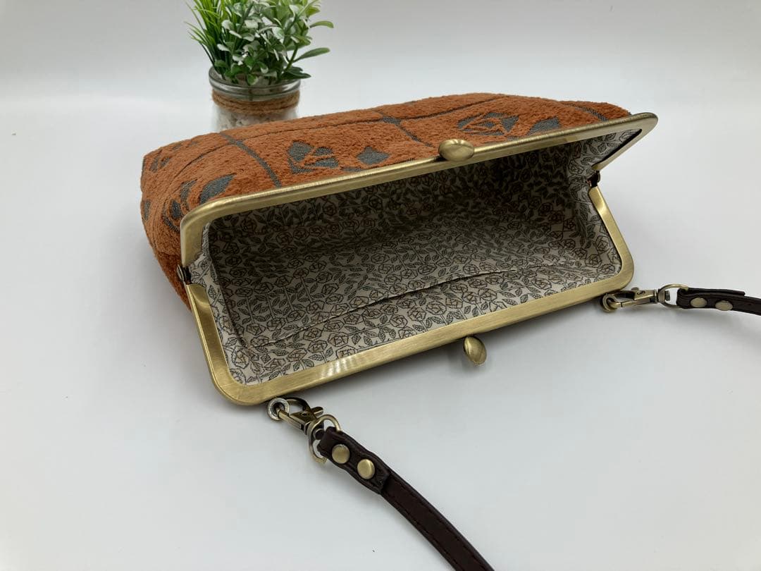 ミナペルホネン　がま口ポシェット　LULU ルル　ブラウン