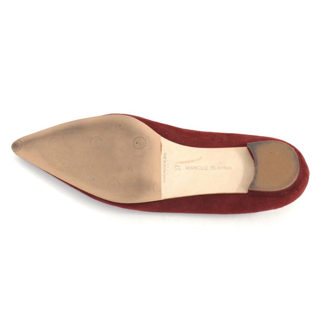 マノロブラニク BBFLAT スウェードレザーポインテッドトゥフラットシューズ