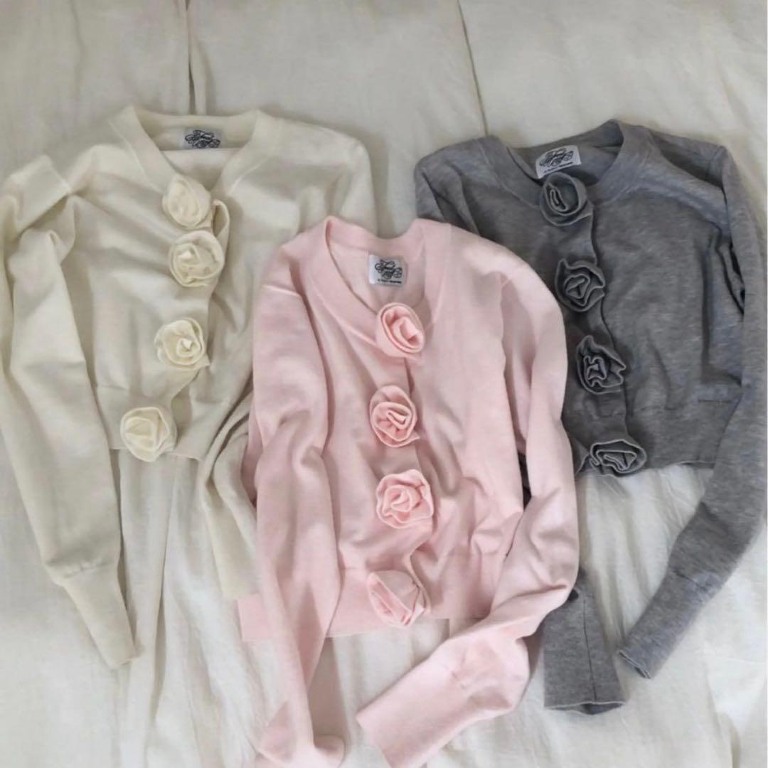 Treat Ürself ローズモチーフカーディガン ピンク