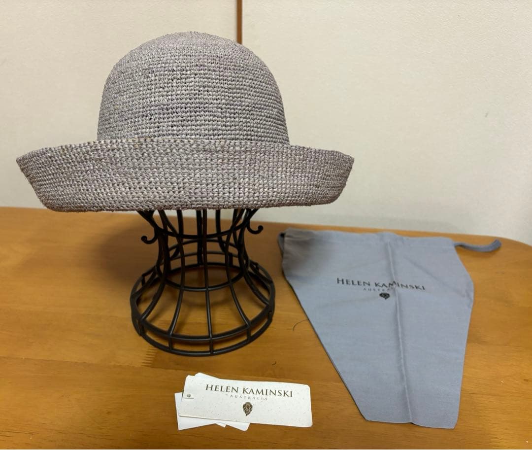 HELEN KAMINSKI グレー 麦わら帽子 保存袋付き