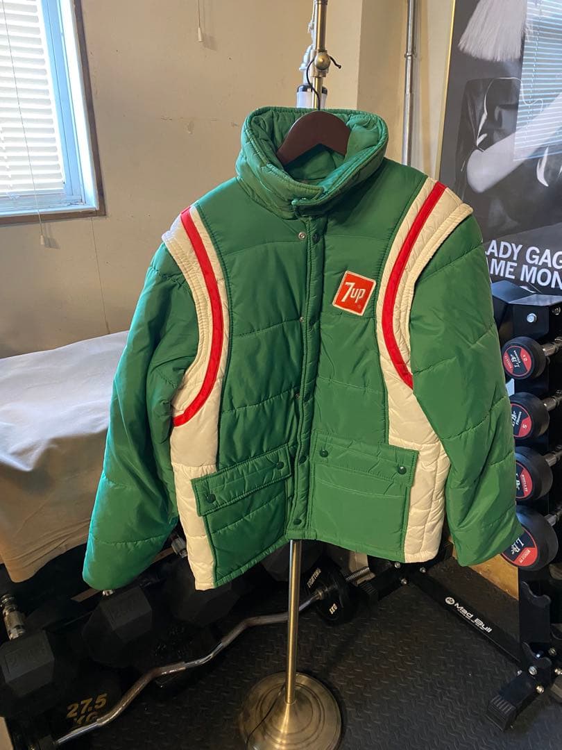 USA製　70’s 7up ダウンジャケット　ベストGreen Lサイズ