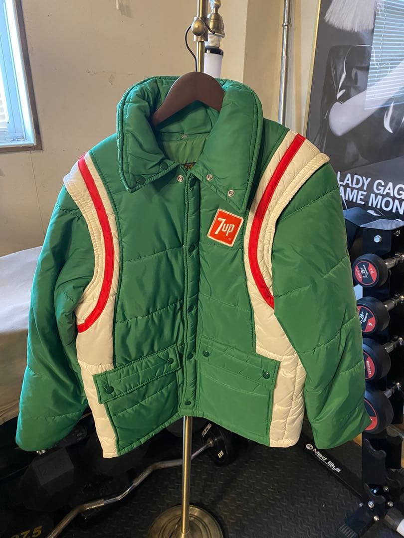 USA製　70’s 7up ダウンジャケット　ベストGreen Lサイズ