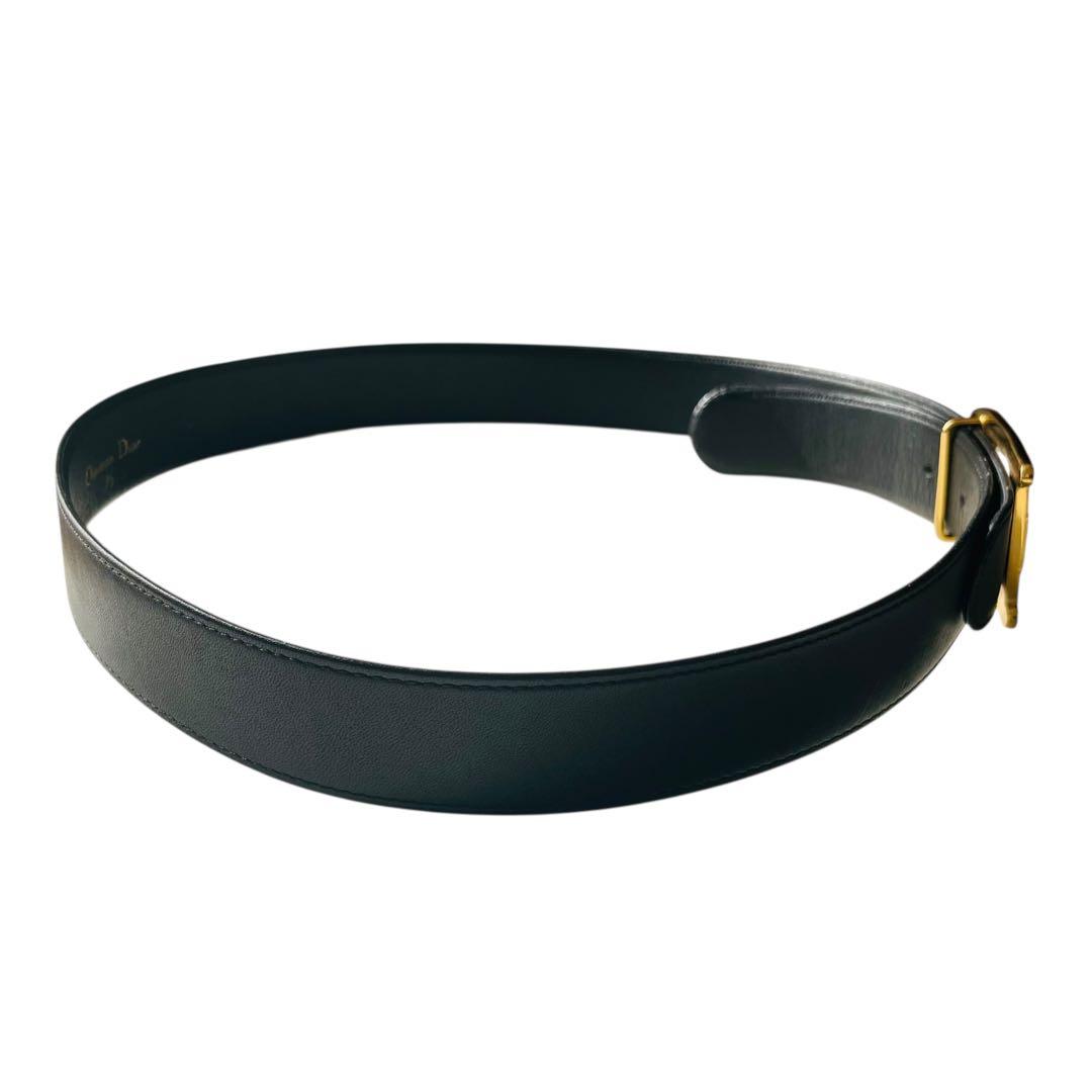 良品 クリスチャンディオール Dバックル ベルト ブラック 75