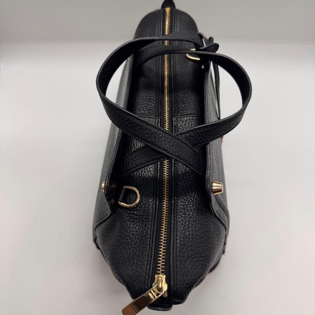 ペッレモルビダ ヴェーラ 2way ショルダーバッグ レザー シボ革 ロゴ 黒