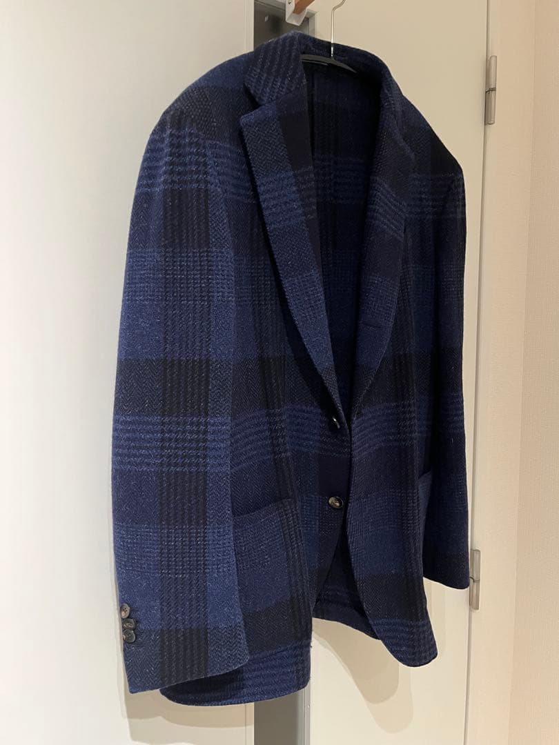 ラルディーニ　ウールジャケット　ネイビーウインドペーン46