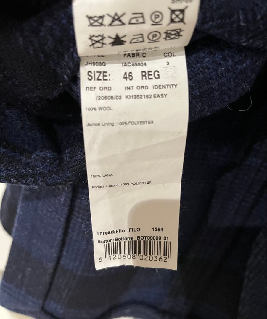 ラルディーニ　ウールジャケット　ネイビーウインドペーン46