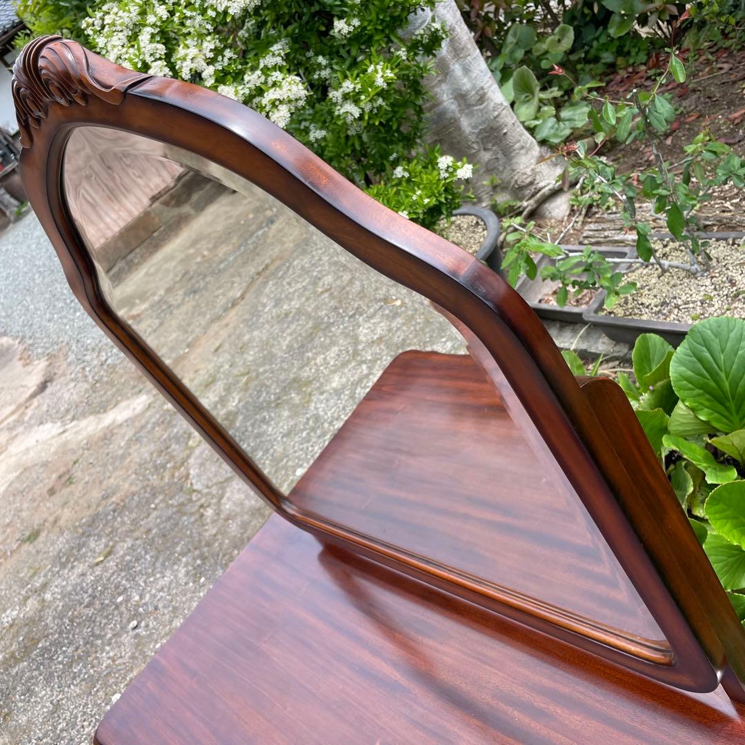 ビッグミラー ドレッサー マホガニー 輸入家具 エレガント 高級 化粧台 鏡台