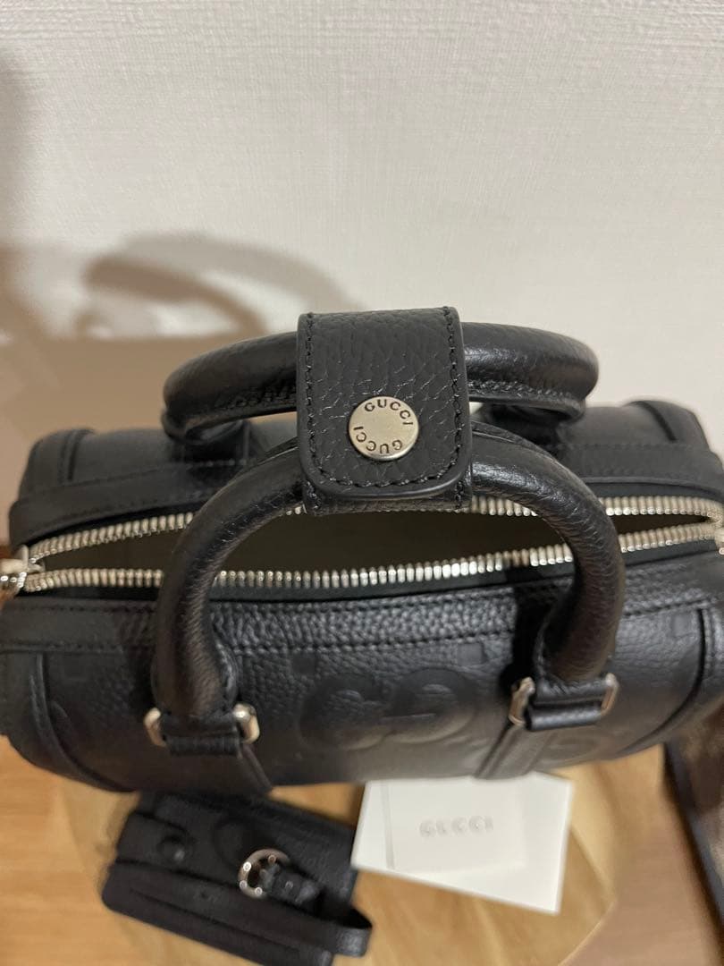 【本日限りセール】GUCCI ブラックレザージャンボGGミニダッフルバッグ