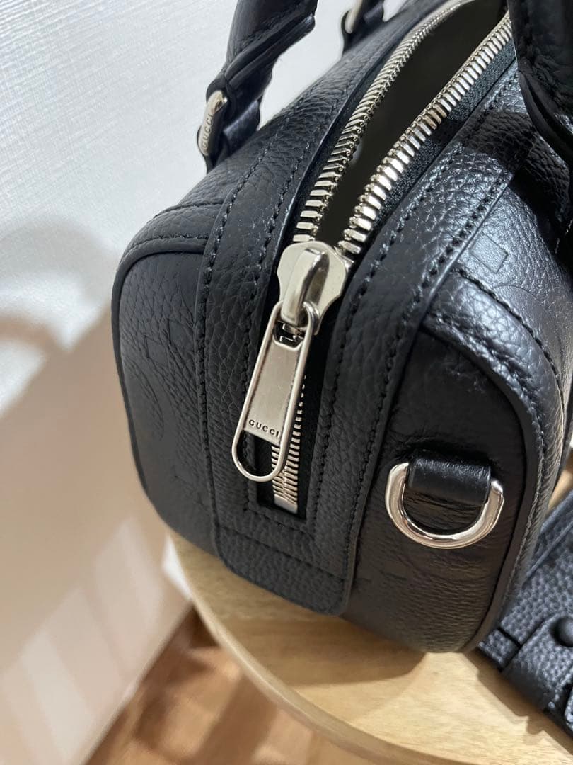 【本日限りセール】GUCCI ブラックレザージャンボGGミニダッフルバッグ