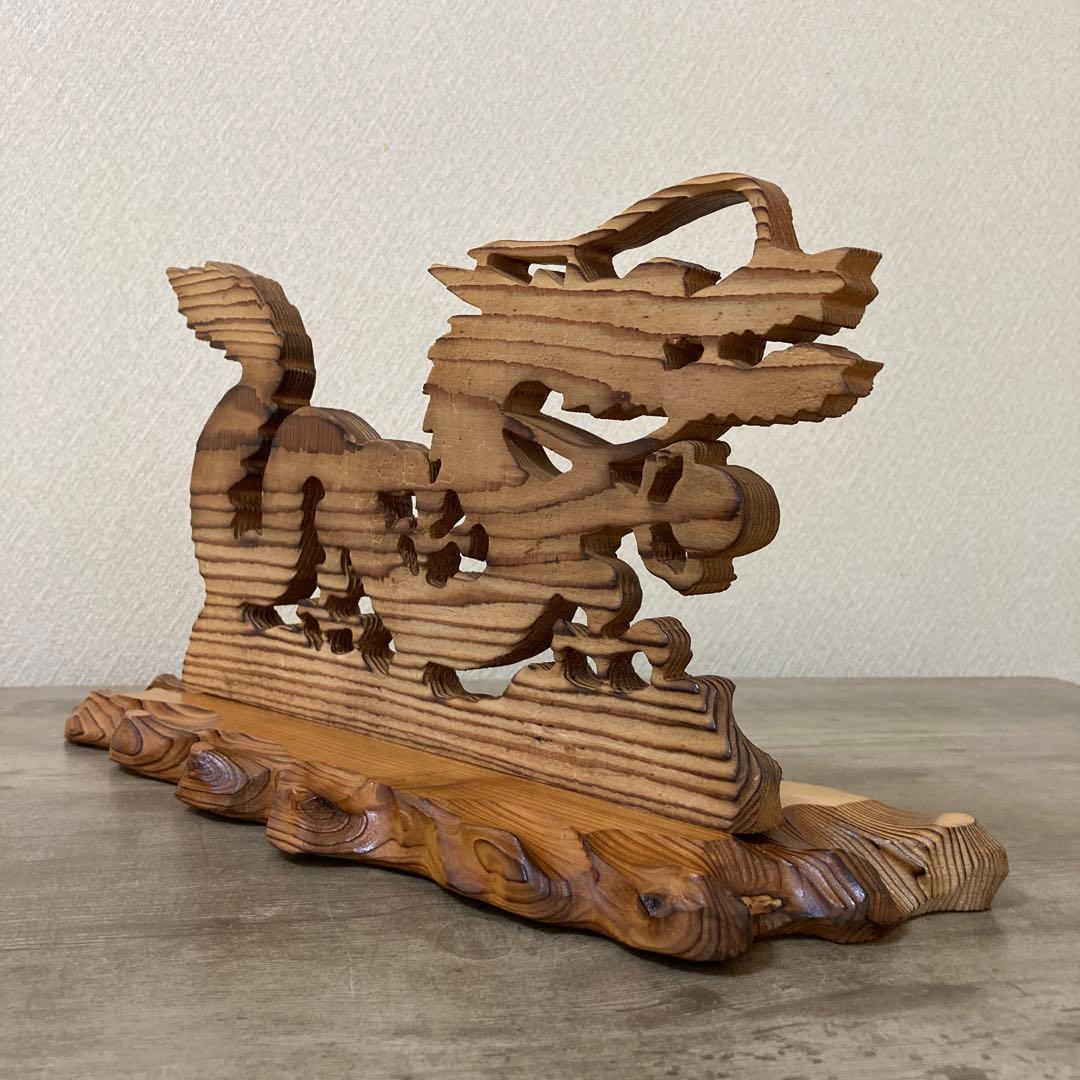 屋久杉　龍　彫刻　ビンテージ　木工　工芸品　開運　置物