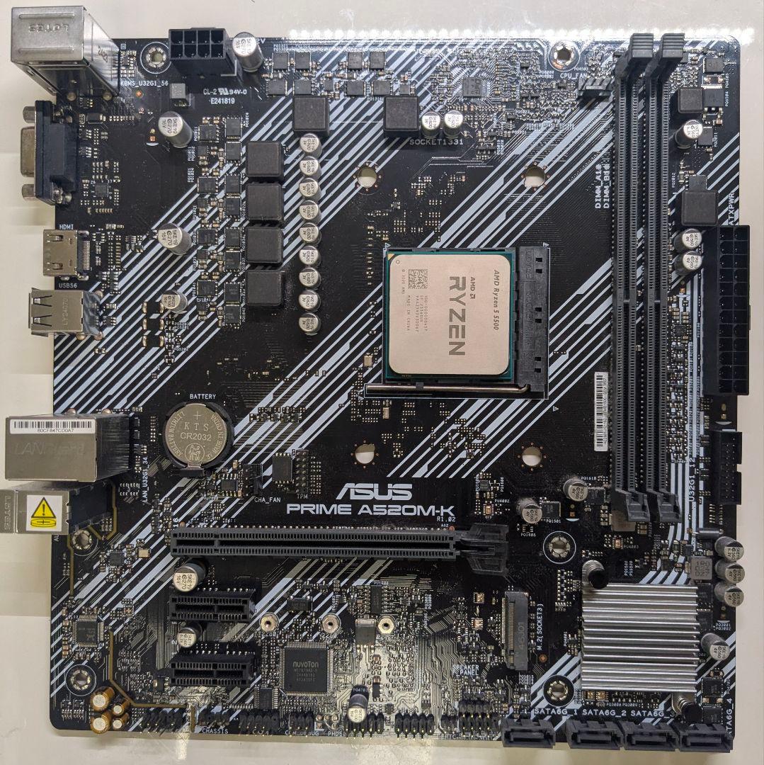 マザーボード ASUS PRIME A520M-K + Ryzen 5 5500