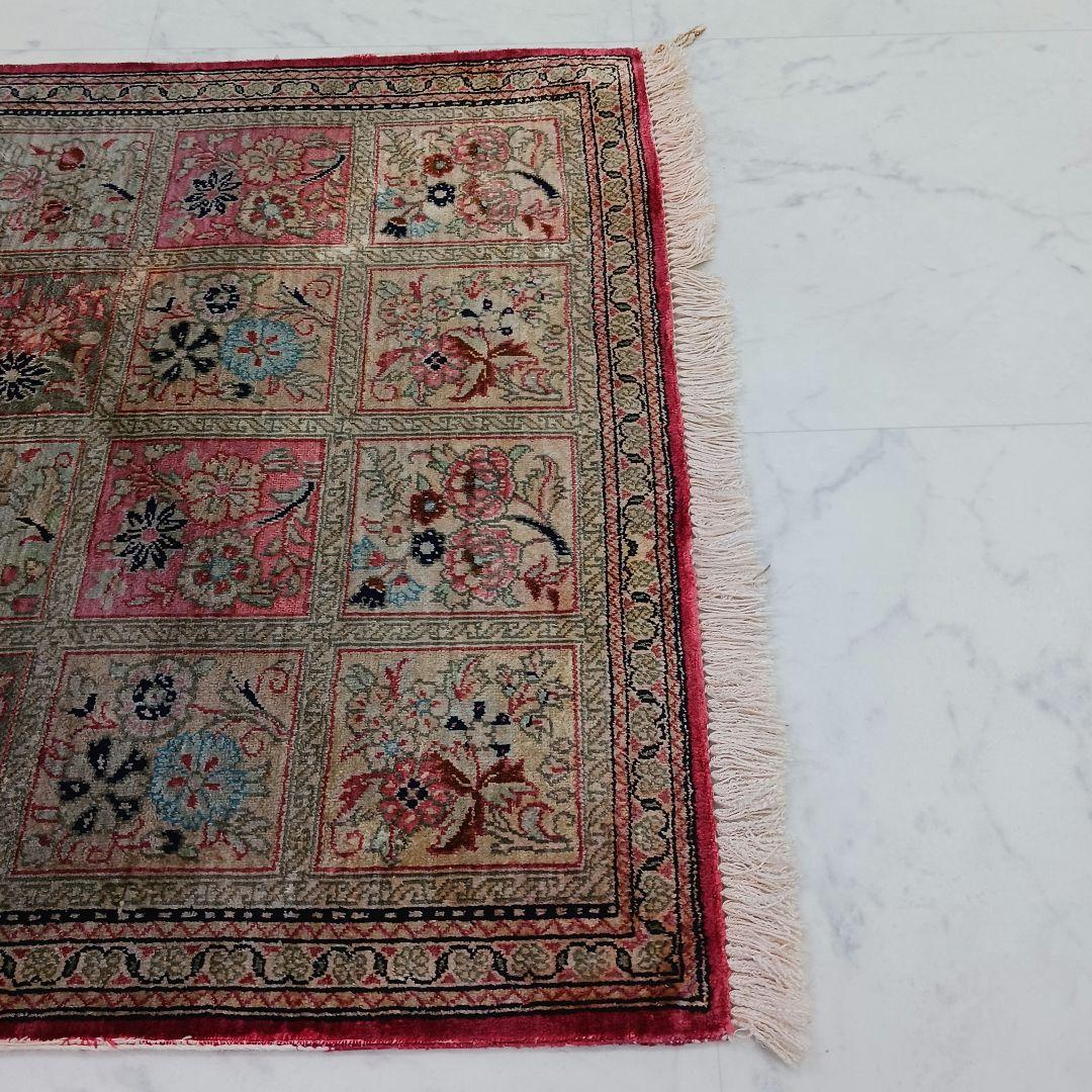 Y2512 ペルシャ絨毯 クム産 シルク 手織72万ノット 78×56㎝