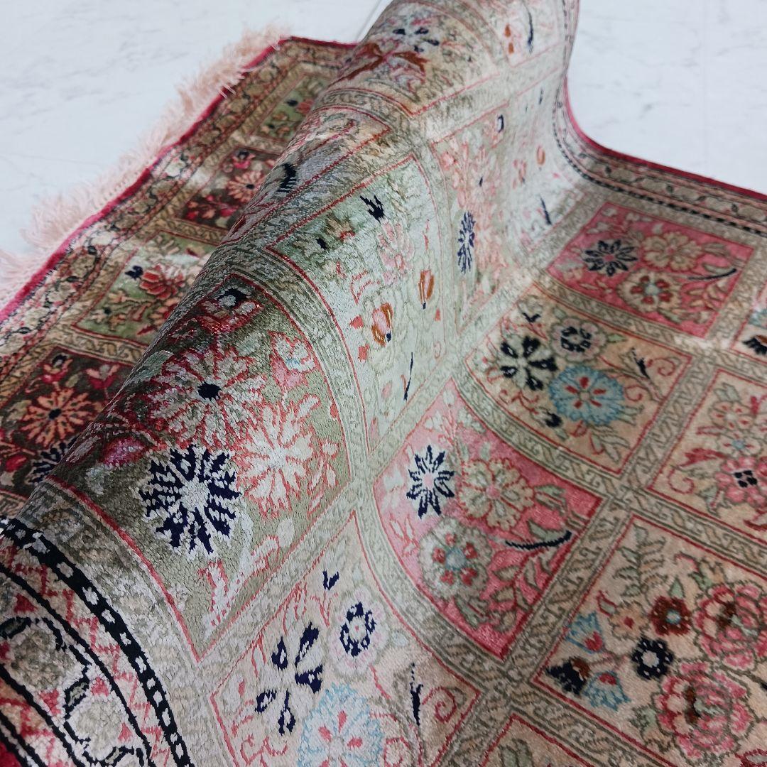 Y2512 ペルシャ絨毯 クム産 シルク 手織72万ノット 78×56㎝