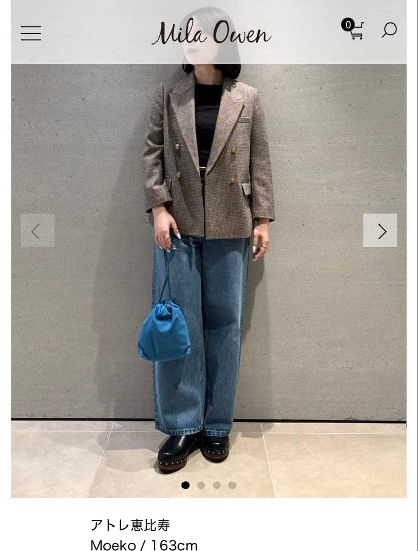 新品　今季　ミラ オーウェン　チェック金釦ダブルブレストブレザー