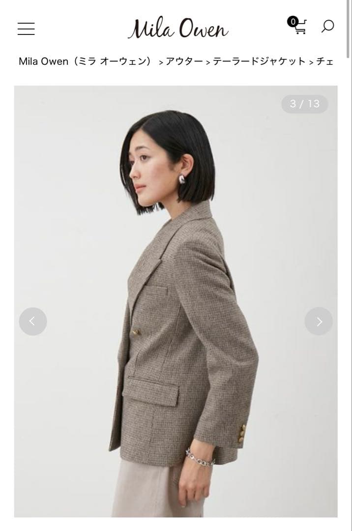 新品　今季　ミラ オーウェン　チェック金釦ダブルブレストブレザー