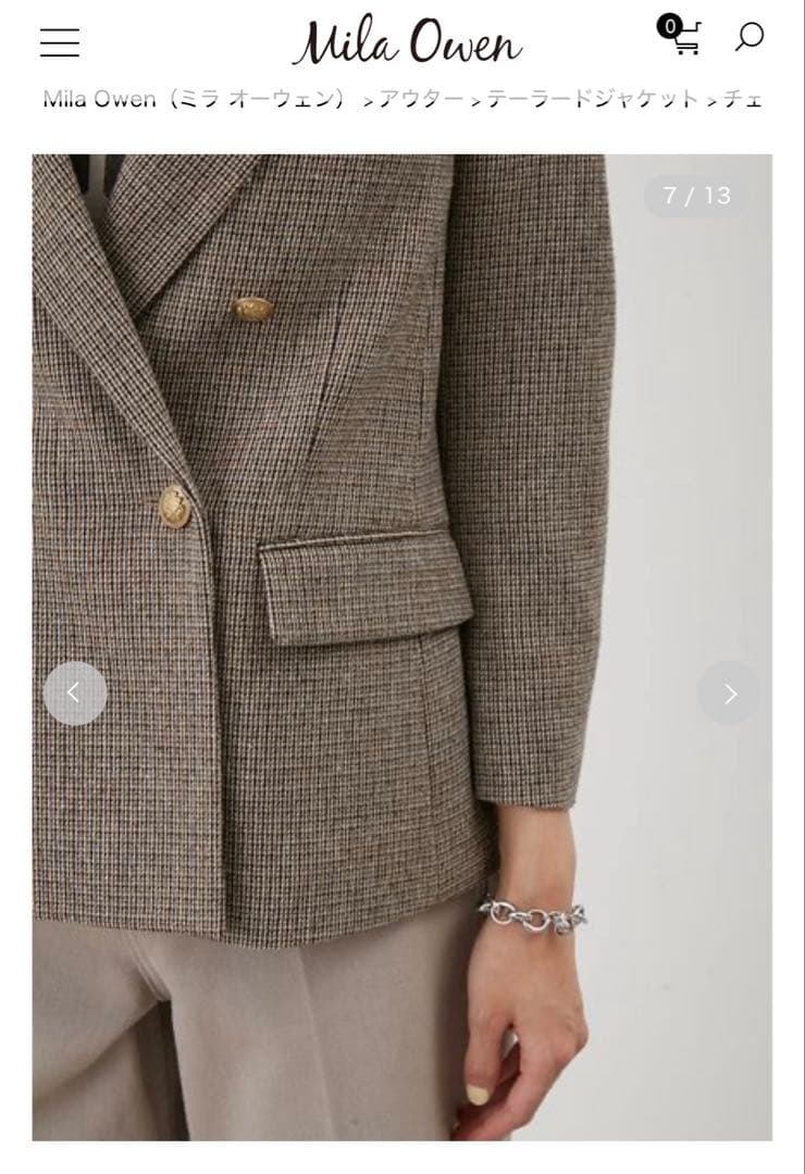 新品　今季　ミラ オーウェン　チェック金釦ダブルブレストブレザー