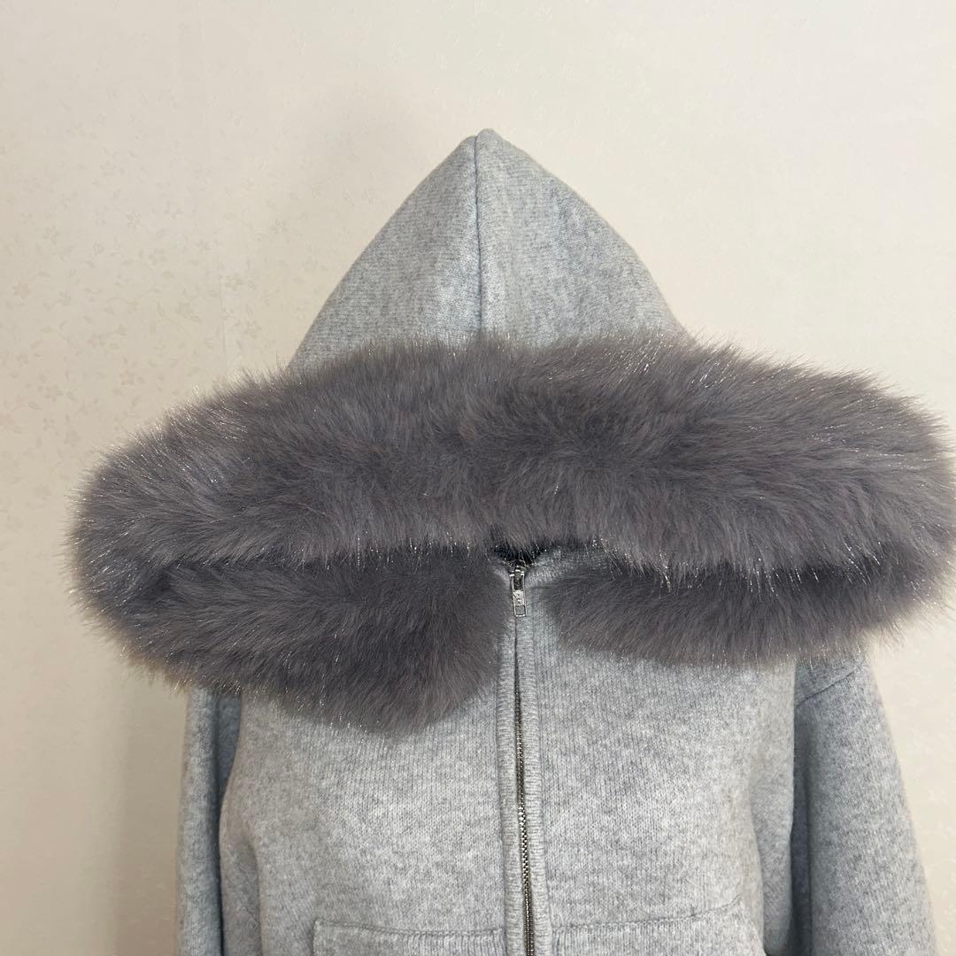 c*♡様 スナイデル 完売♡ウサギオンライン限定 ファー付きニットパーカー グレ