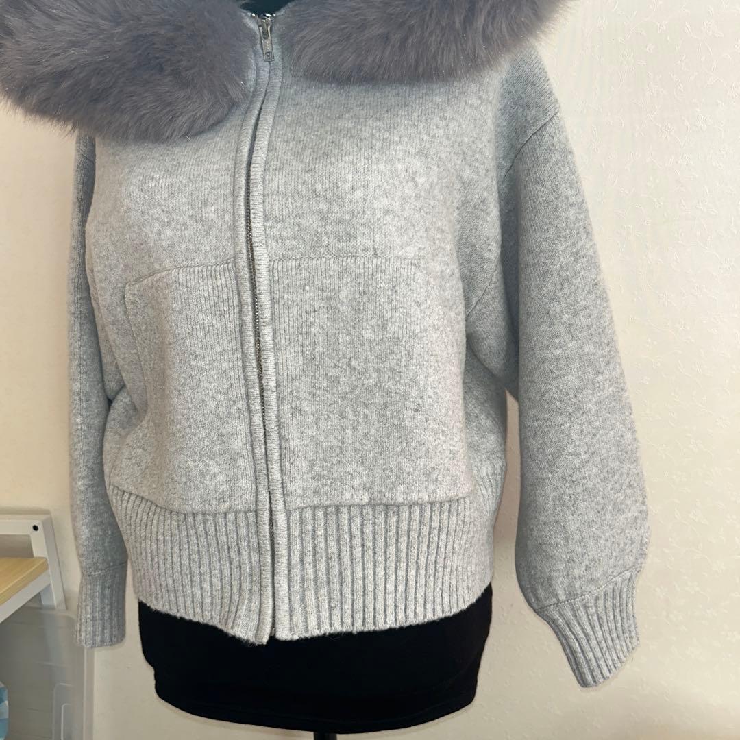c*♡様 スナイデル 完売♡ウサギオンライン限定 ファー付きニットパーカー グレ