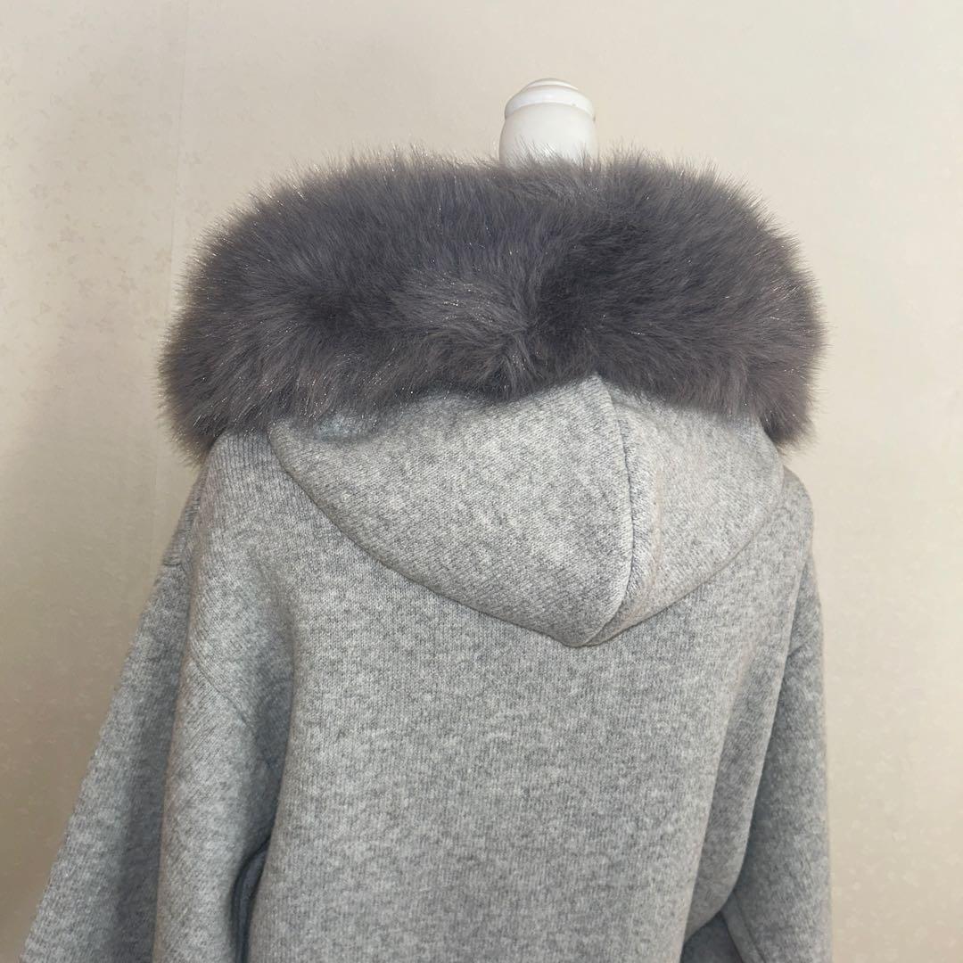 c*♡様 スナイデル 完売♡ウサギオンライン限定 ファー付きニットパーカー グレ