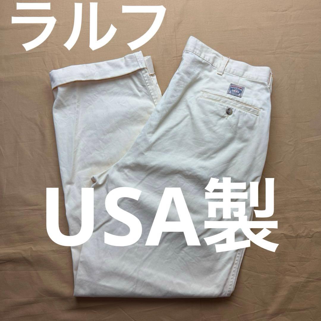 USA製　ラルフローレン　チノ　初期タグ　チノパン　イエロー　2タック　polo