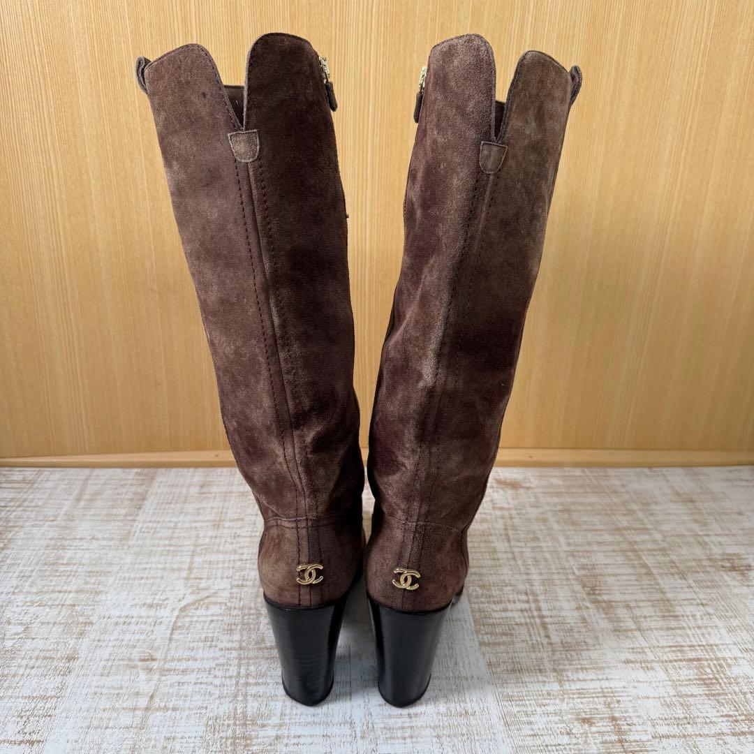 CHANEL シャネル スウェード　ロングブーツ ココマーク 39C