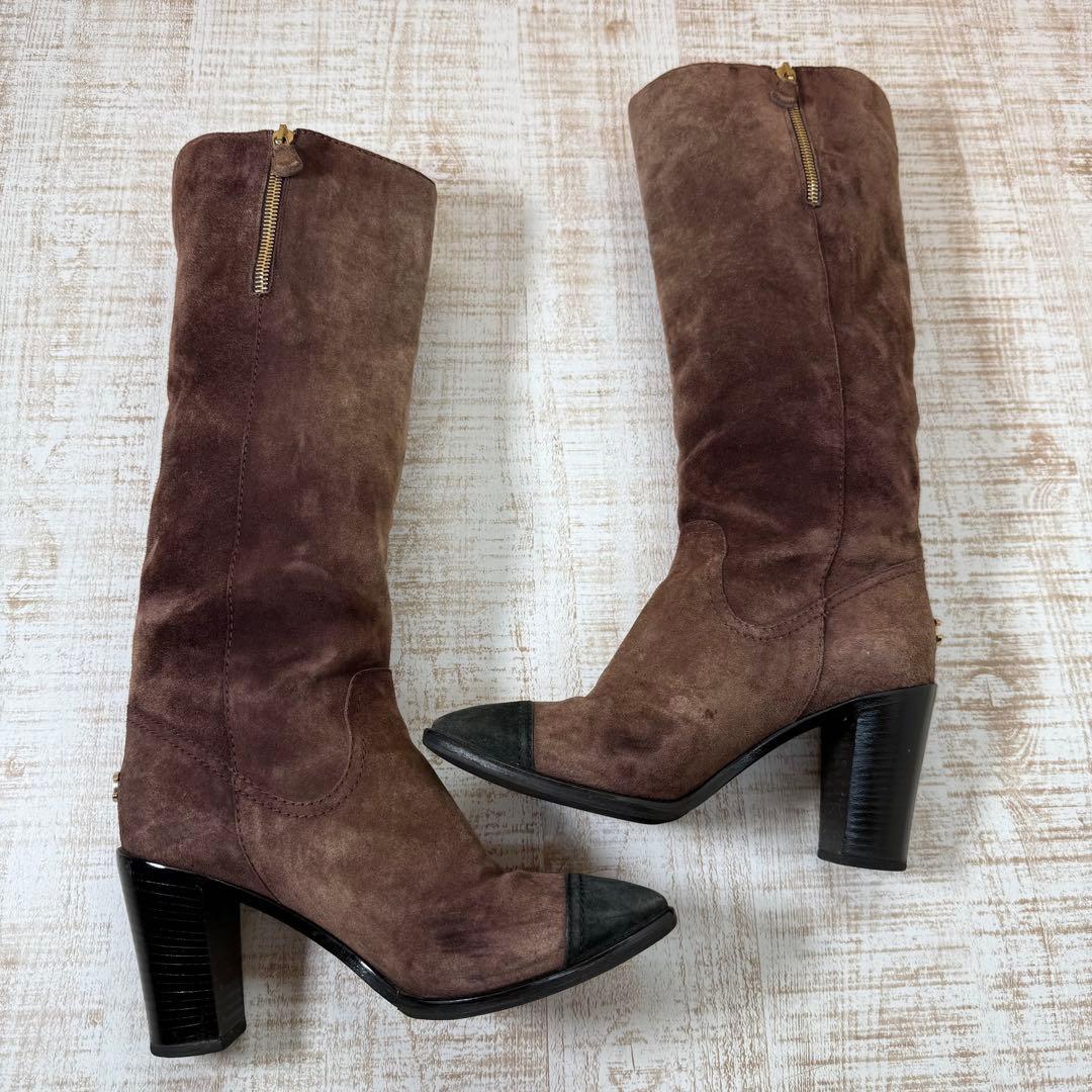 CHANEL シャネル スウェード　ロングブーツ ココマーク 39C