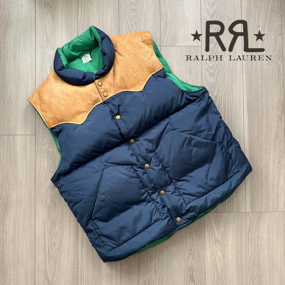 【RRL】Reversible Down Vest / XL / Lether