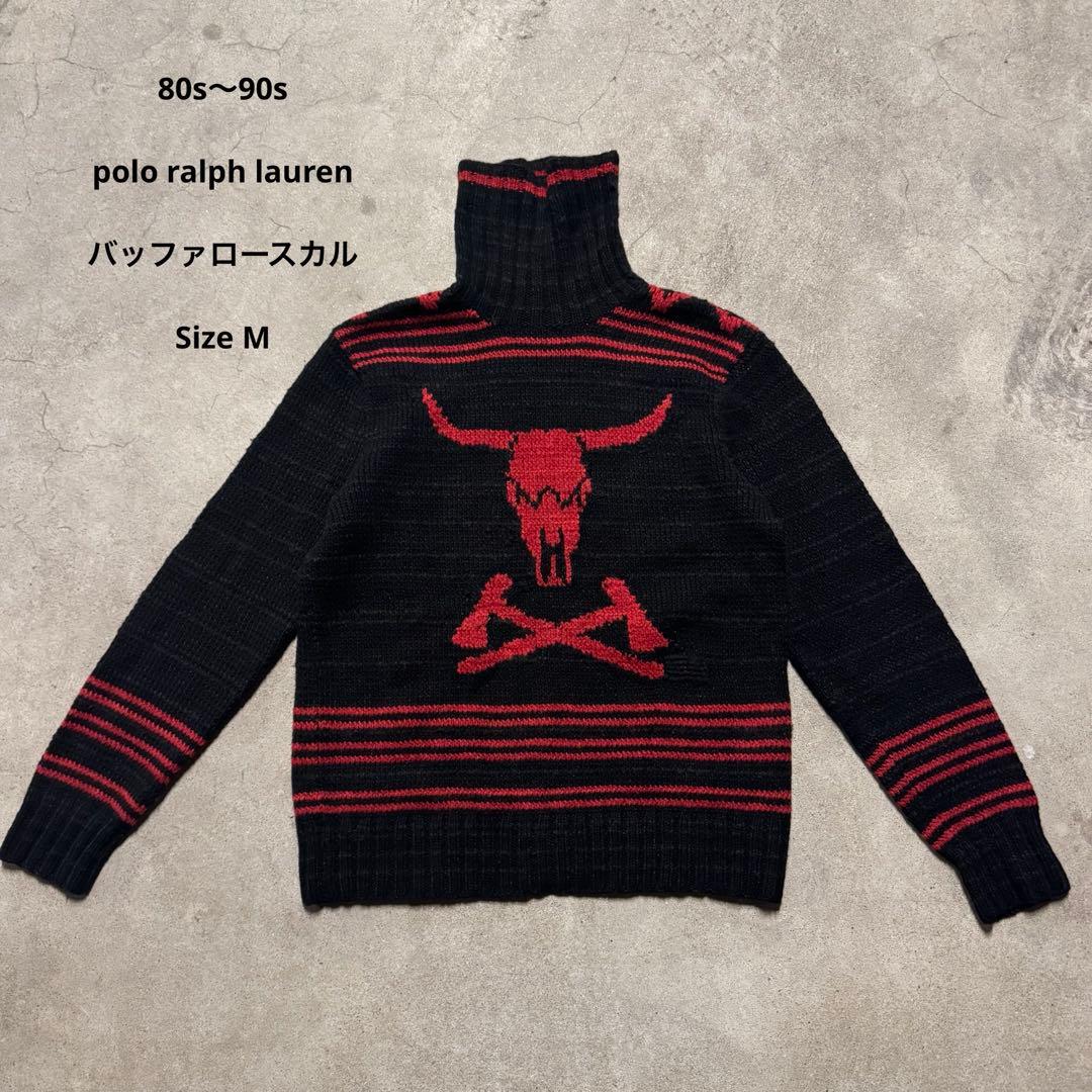 【激レア】90s ポロラルフローレン　ニット　バッファロースカル