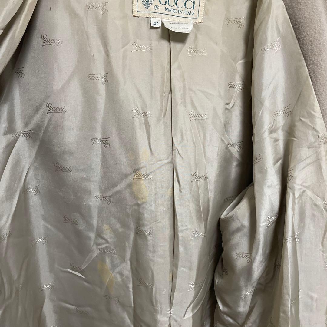 【GUCCI】フード付き ウールカシミヤ混コート ベージュ 42