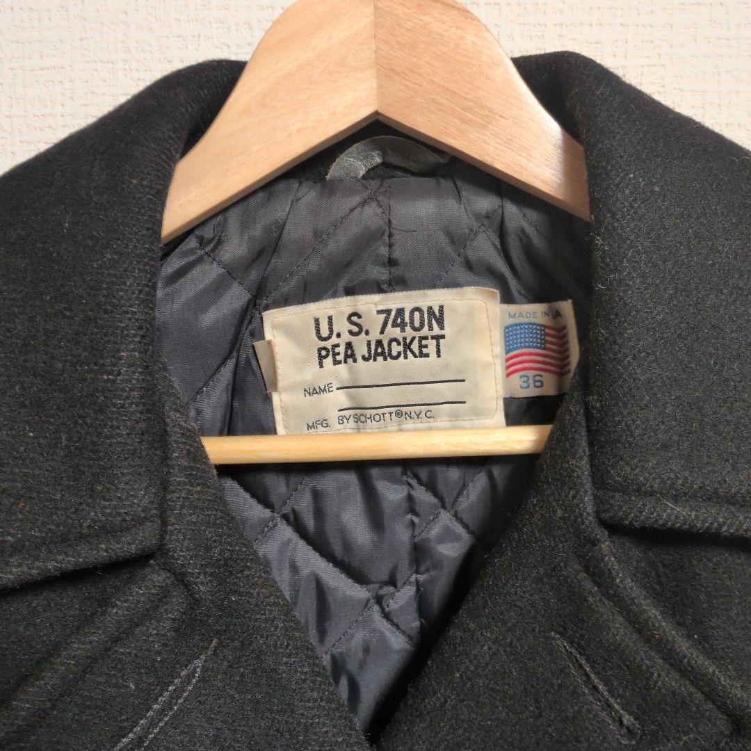 Schott NYC U.S. 740N ピーコート サイズ36 ブラック