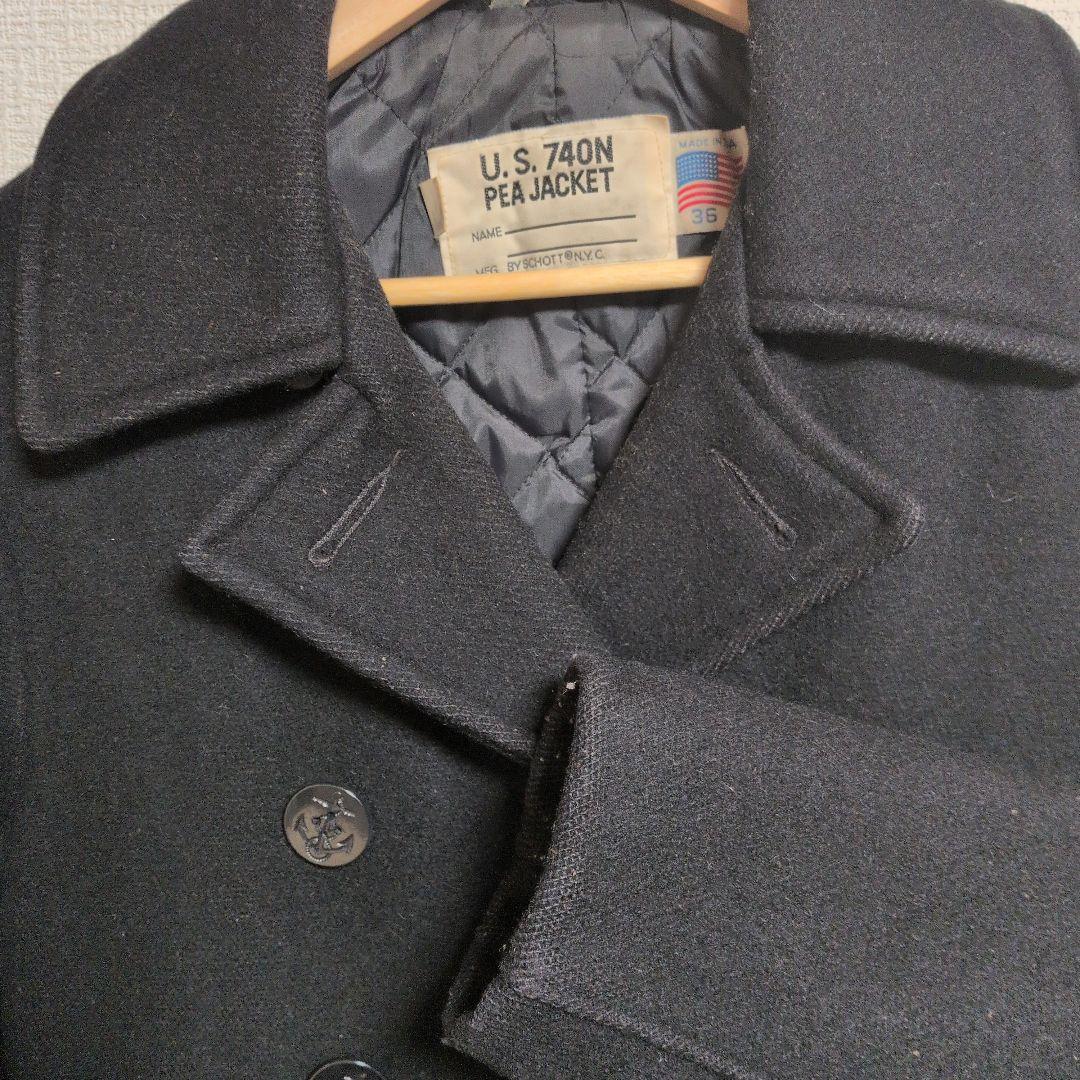 Schott NYC U.S. 740N ピーコート サイズ36 ブラック