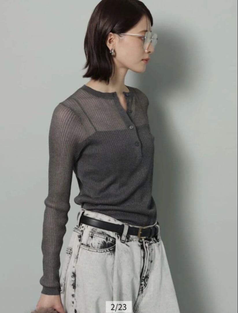 アルページュ ストーリー リブ ヘンリーネック プルオーバー 新品未使用品