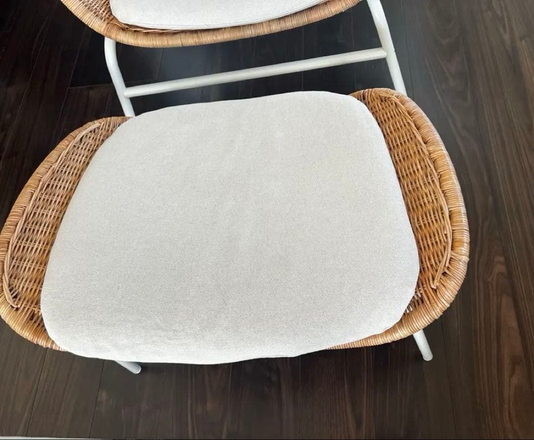 IKEAフリークソースオットマン籐リーサーネナチュラルクッション