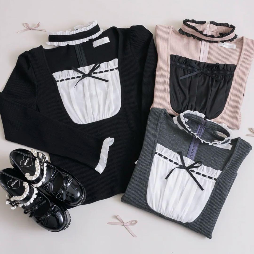 【pium】ラウンドフリルチョーカーカットソー ブラック 新品未使用 ぴうむ