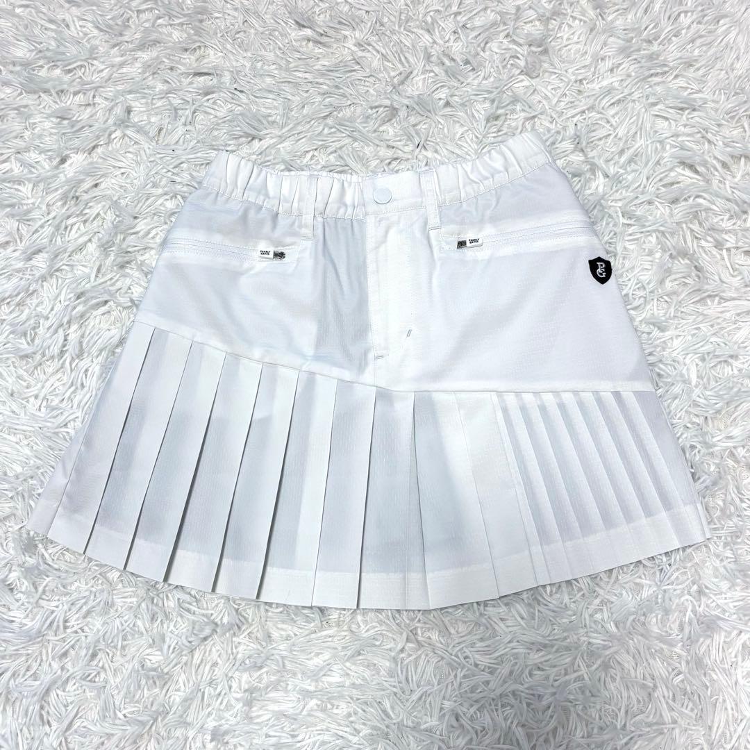 最新作 パーリーゲイツ スカート プリーツ ホワイト 蓄熱 ショート